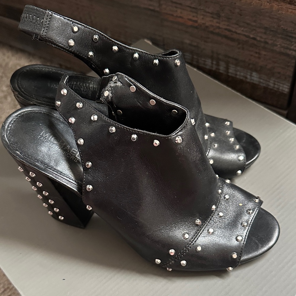 Michael Kors Black Heels with Silver Studs